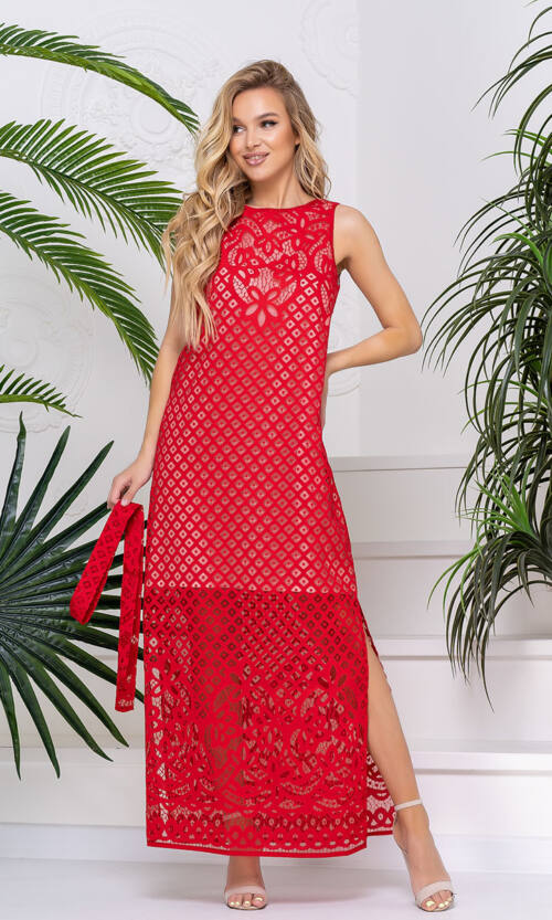 Літня Сукня Льон Органза 20091 Червона