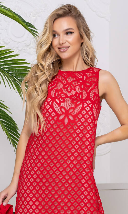 Літня Сукня Льон Органза 20091 Червона