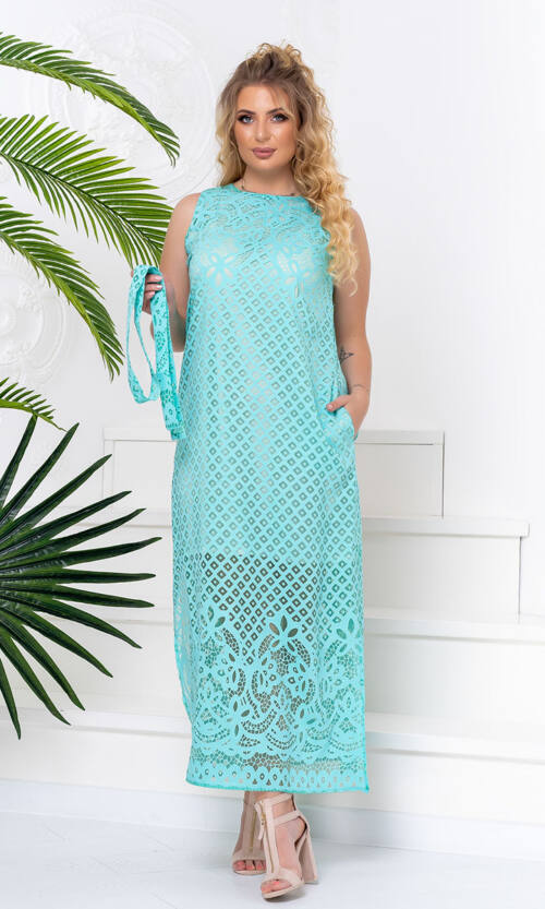 Летнее Платье Лен Органза 20091 Мятное