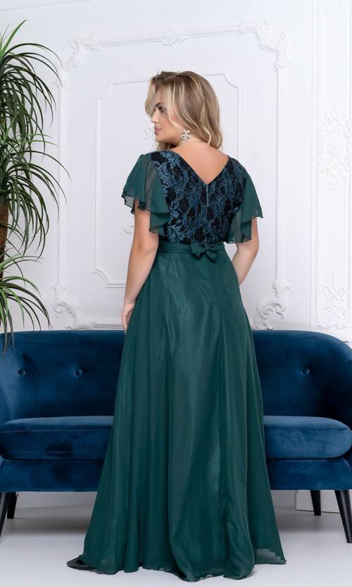 Вечірня сукня Шифон Максі 9142 Зелена