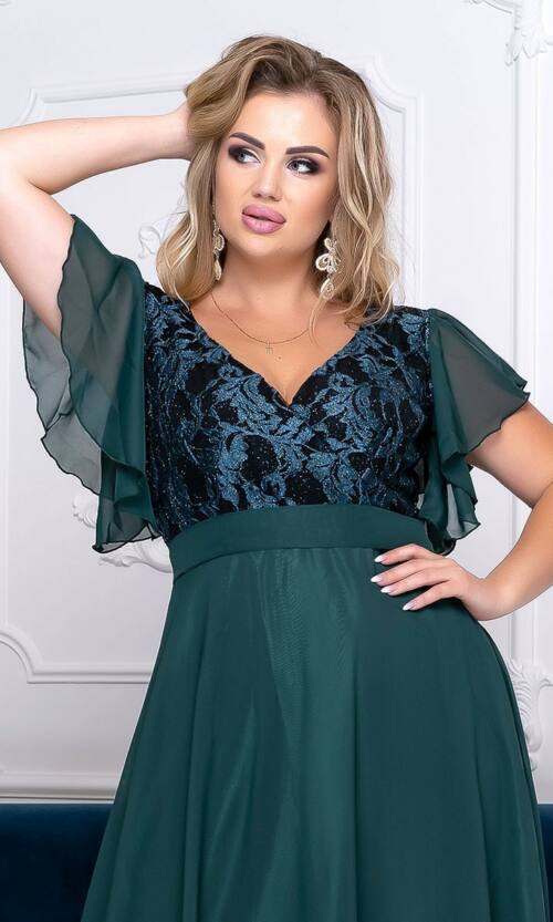 Вечірня сукня Шифон Максі 9142 Зелена