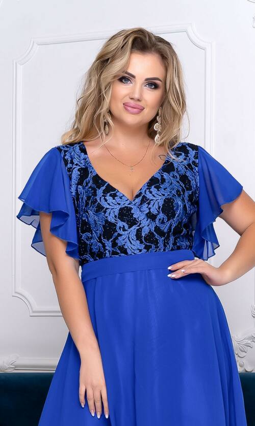 Вечірня сукня Шифон Максі 9142 Синя