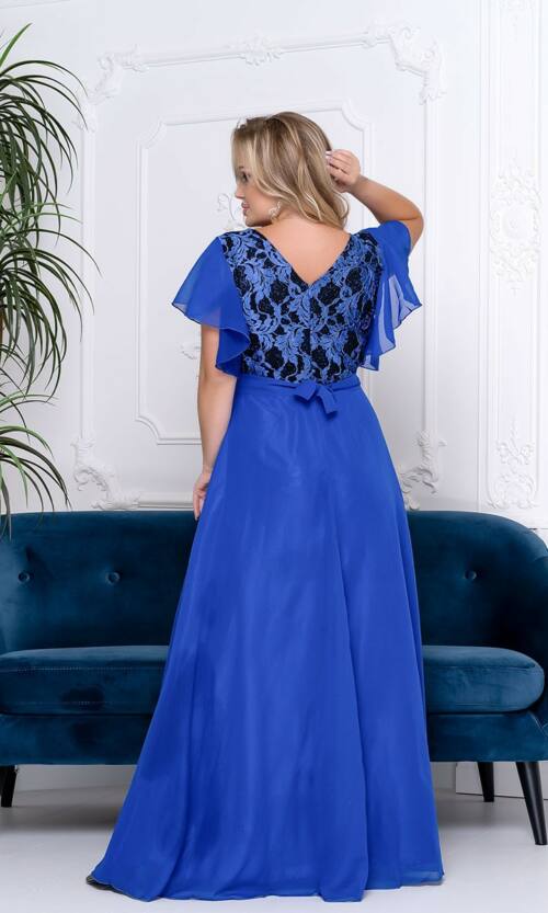 Вечірня сукня Шифон Максі 9142 Синя