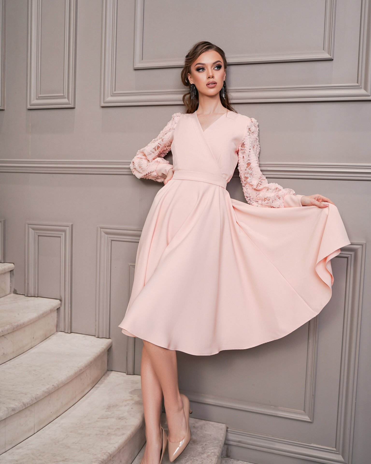 Коктейльне плаття 22086 Рожевий