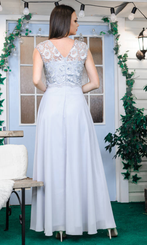 Вечірня сукня Атлас Шифон 8007 Сіра