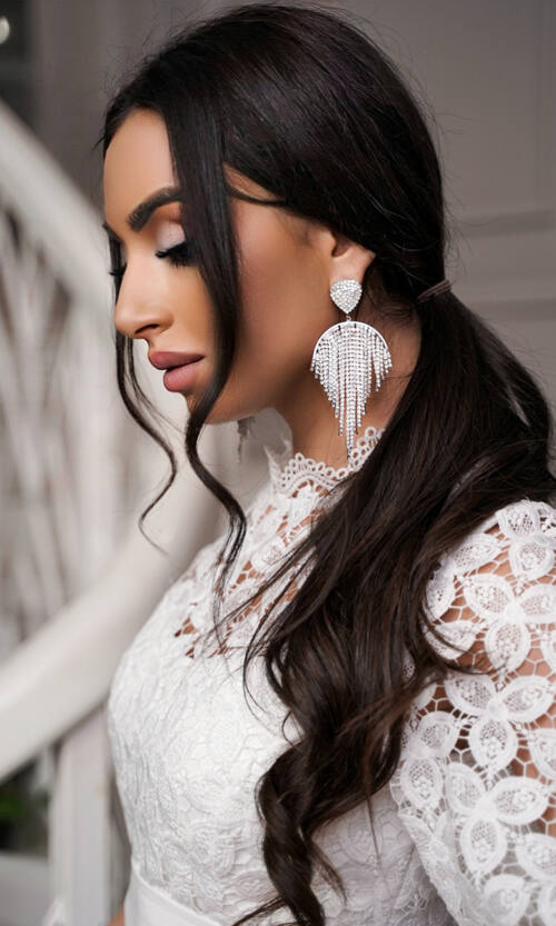 Сережки Біжутерія Блиск Стрази 23505 Сріблясті