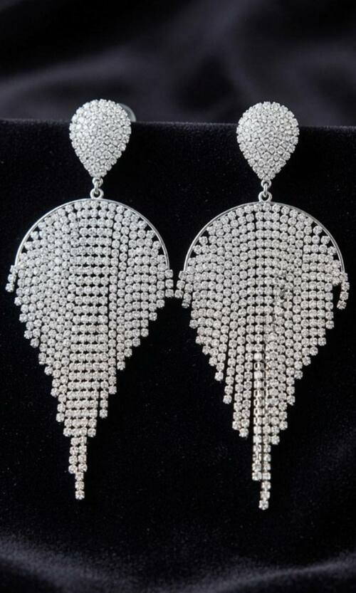 Сережки Біжутерія Блиск Стрази 23505 Сріблясті