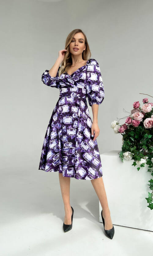 Елегантна сукня Атлас Шовк 22023 Фіолетова