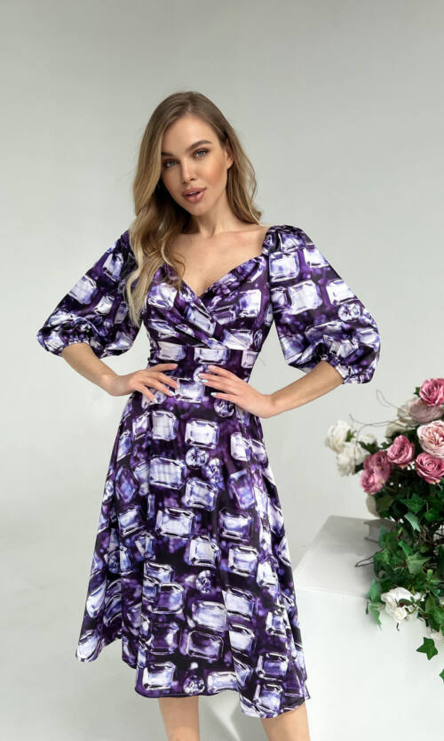 Елегантна сукня Атлас Шовк 22023 Фіолетова