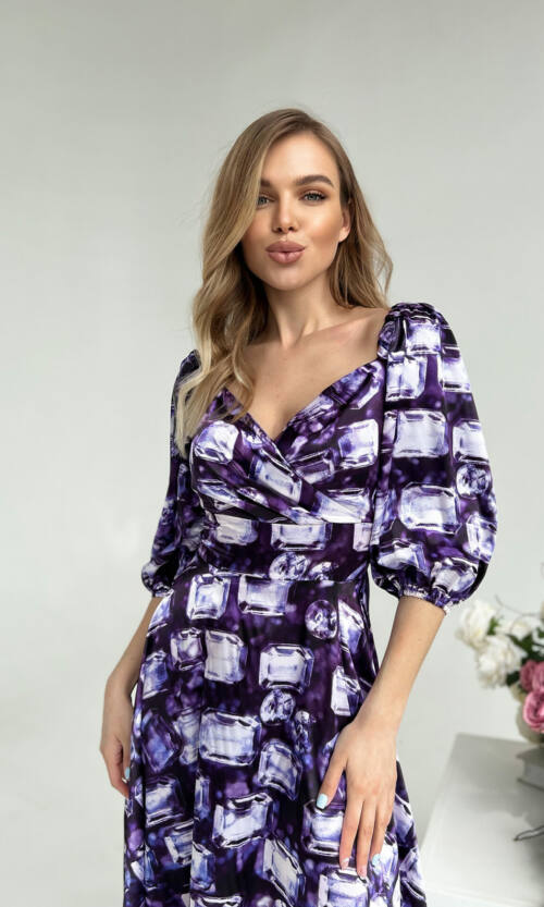 Елегантна сукня Атлас Шовк 22023 Фіолетова
