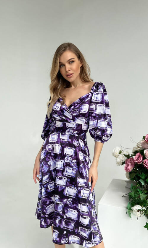 Елегантна сукня Атлас Шовк 22023 Фіолетова