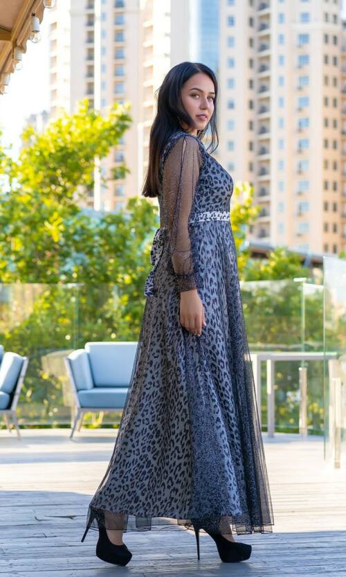 Вечірня Сукня Сітка Люрекс 9147 Срібна