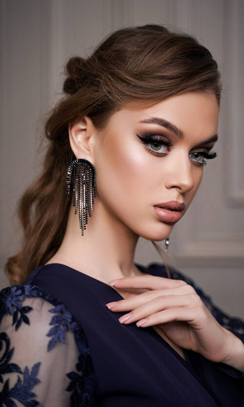 Сережки-Пензлі Біжутерія Стрази 23501 Чорні