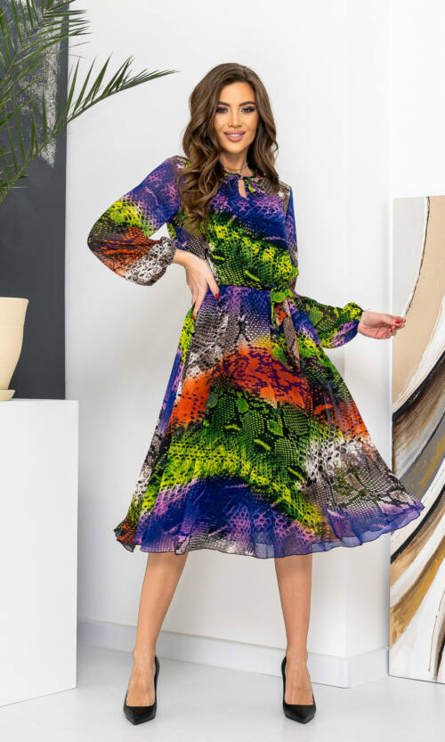 Повсякденна Сукня Шифон Принт 22015 Фіолетова