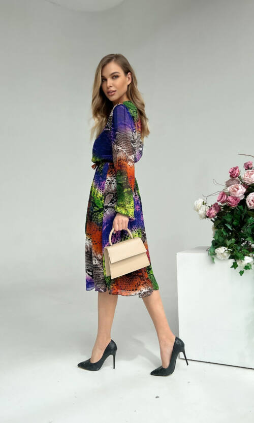 Повсякденна Сукня Шифон Принт 22015 Фіолетова