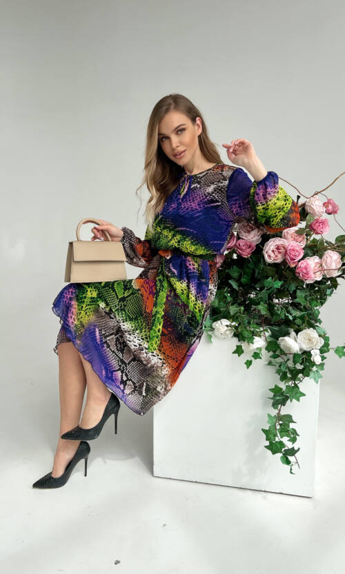 Повсякденна Сукня Шифон Принт 22015 Фіолетова