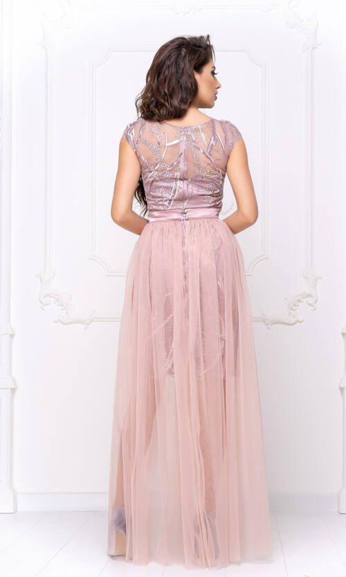 Коктейльна Сукня Атлас Вишивка 20028 Фрезова