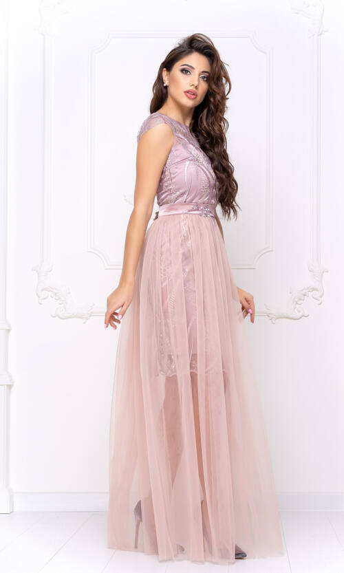 Коктейльна Сукня Атлас Вишивка 20028 Фрезова