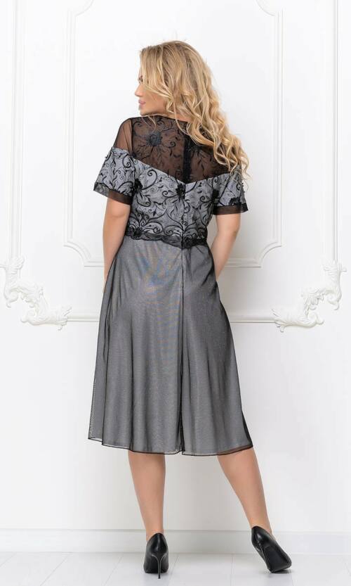 Коктейльна Сукня Люрекс Вишивка 20052 Чорна