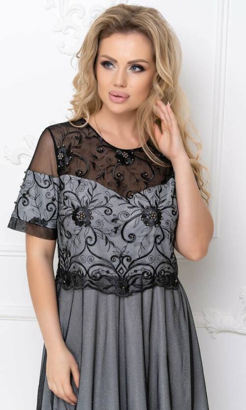Коктейльна Сукня Люрекс Вишивка 20052 Чорна