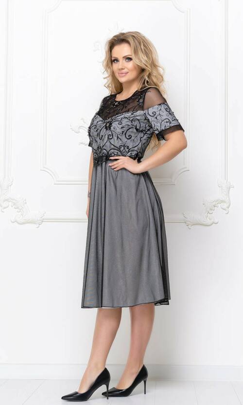Коктейльна Сукня Люрекс Вишивка 20052 Чорна