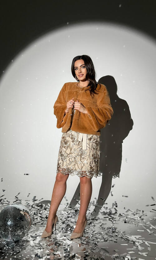 Елегантна Еко Шубка "Мороз" 20200 Пісочна