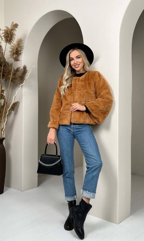 Елегантна Еко Шубка "Мороз" 20200 Пісочна