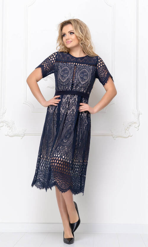 Коктейльна Сукня Мереживний Гіпюр 20053 Синя
