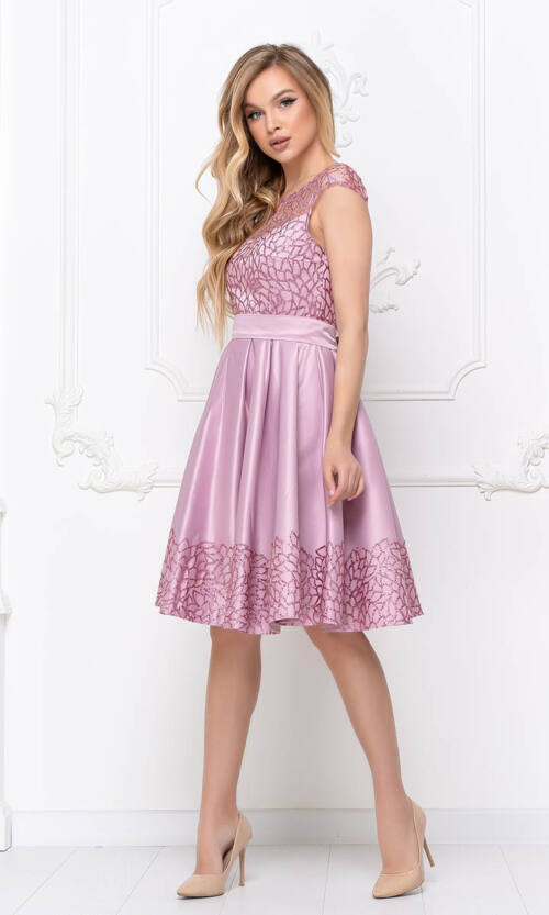 Коктейльна Сукня Атлас Гліттер 20060 Рожева