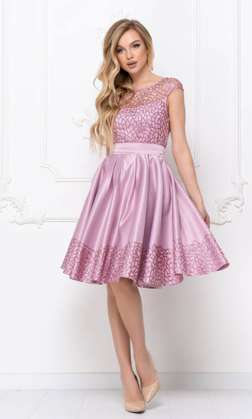 Коктейльна Сукня Атлас Гліттер 20060 Рожева
