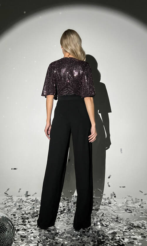 Комбінезон Ошатний Паєтка 9224 Чорний Рожевий