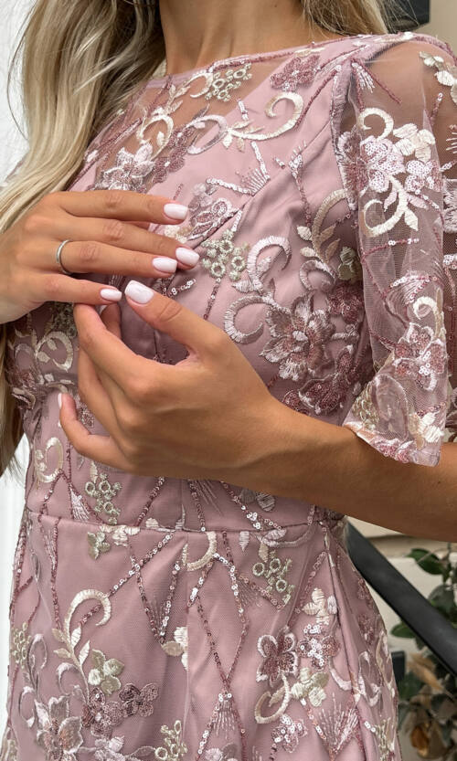 Коктейльна Сукня Вишивка Паєтка 22055 Фрезова