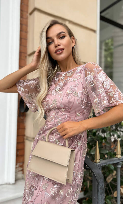 Коктейльна Сукня Вишивка Паєтка 22055 Фрезова