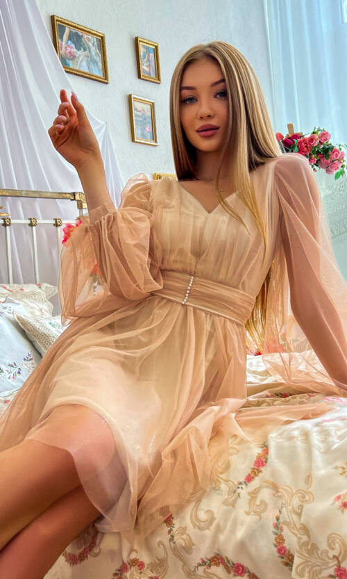 Коктейльна сукня міні довжини 23050 Золота