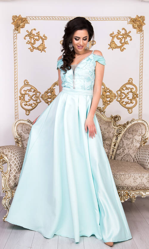 Вечірня сукня Атлас Максі 9008 М'ята