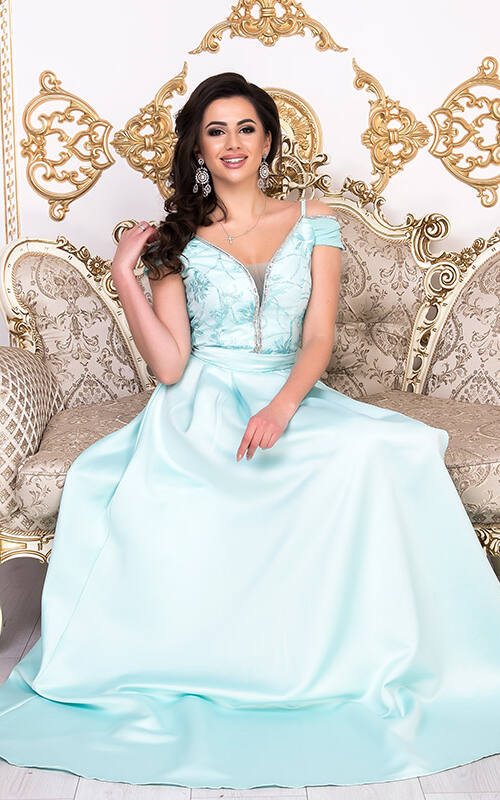 Вечірня сукня Атлас Максі 9008 М'ята