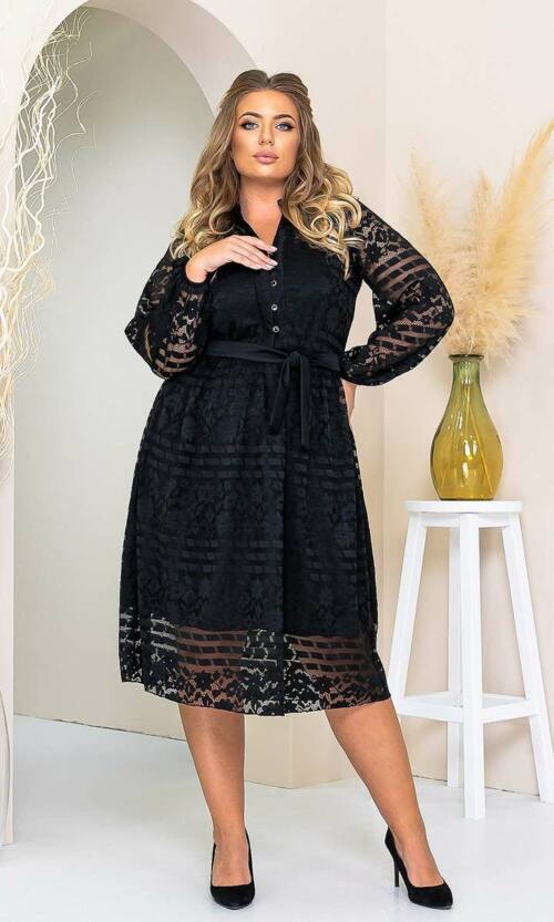 Коктейльна Сукня Ажурний Гіпюр 21124 Чорна