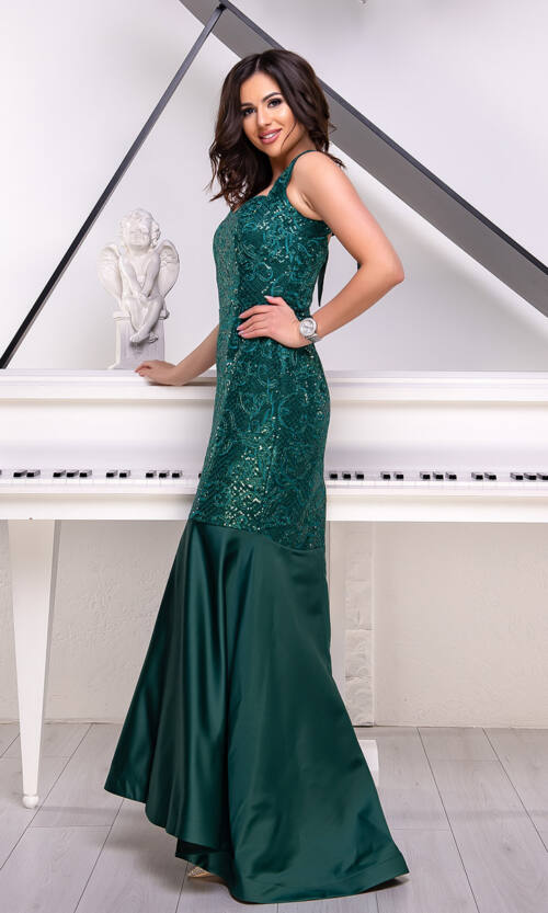 Вечірня Сукня Вишивка Паєтка 9014 Зелена