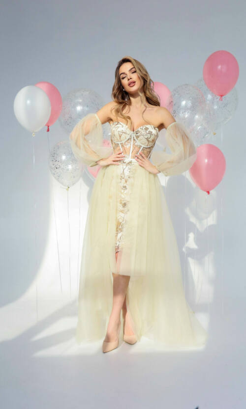 Вечірня Сукня Корсет Трансформер 22010 Молочна