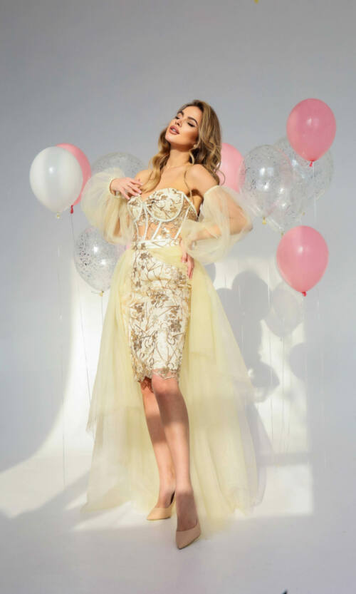 Вечірня Сукня Корсет Трансформер 22010 Молочна