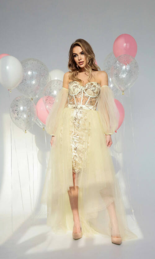 Вечірня Сукня Корсет Трансформер 22010 Молочна