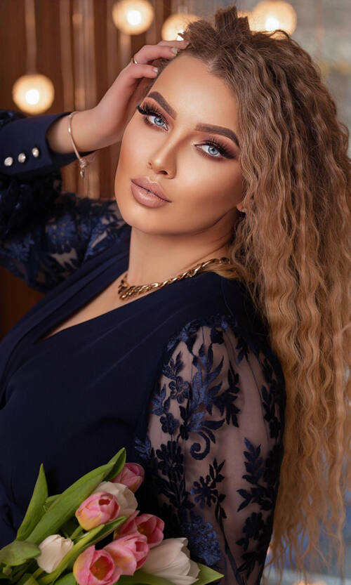 Коктейльна Сукня Рукава Вишивка 22088 Синя