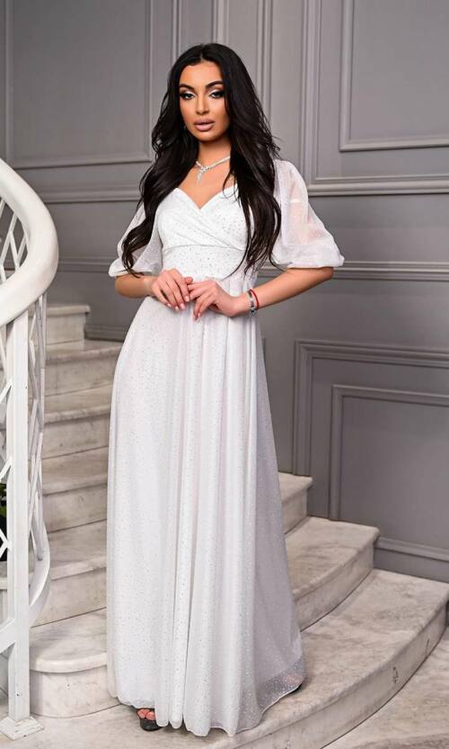 Вечірня сукня мушки блиск 22025 Молочна