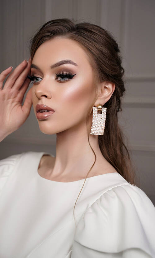 Сережки Біжутерія Блиск Стрази 23506 Золотисті