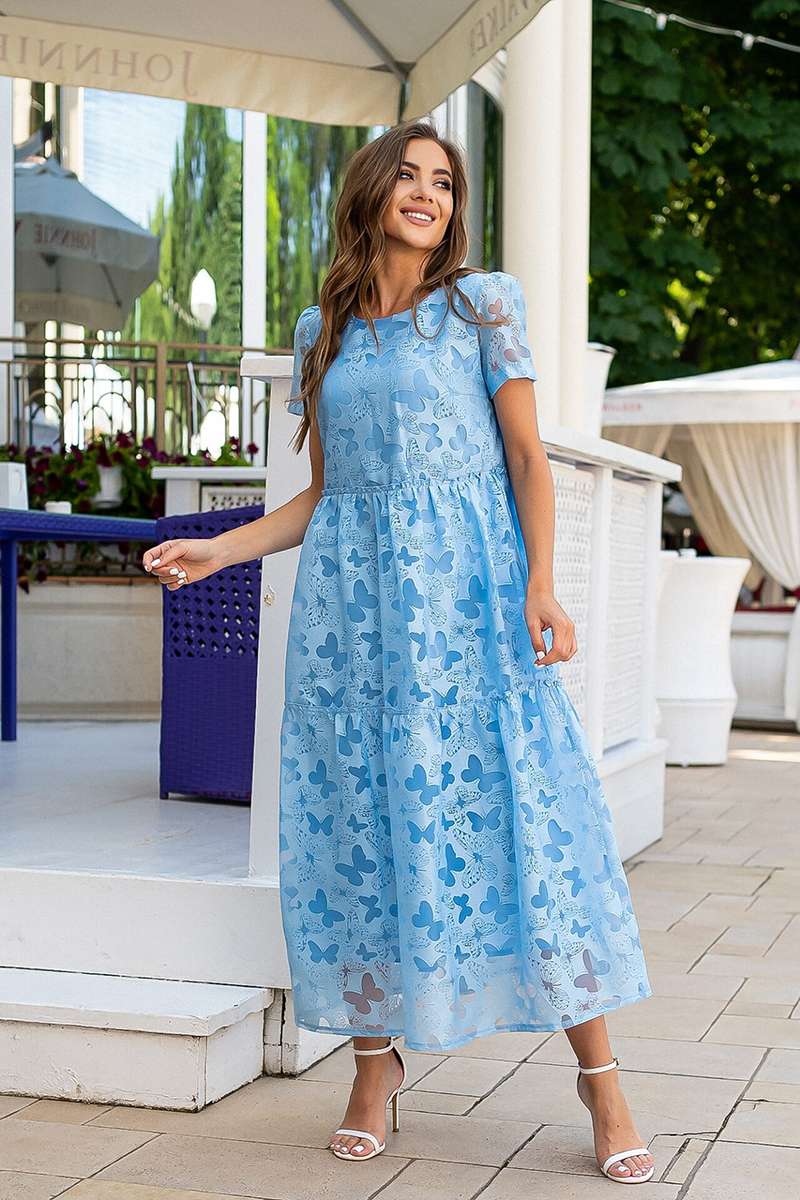 Літня Сукня Льон Органза 21096 блакитна