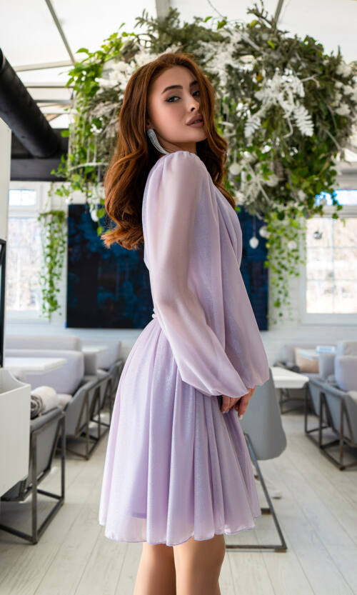 Коктейльное Платье Шифон Выпускной 23013 Лавандовое