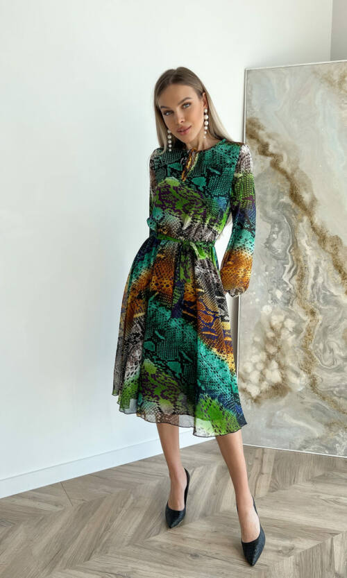 Повсякденна Сукня Шифон Принт 22015 Жовта