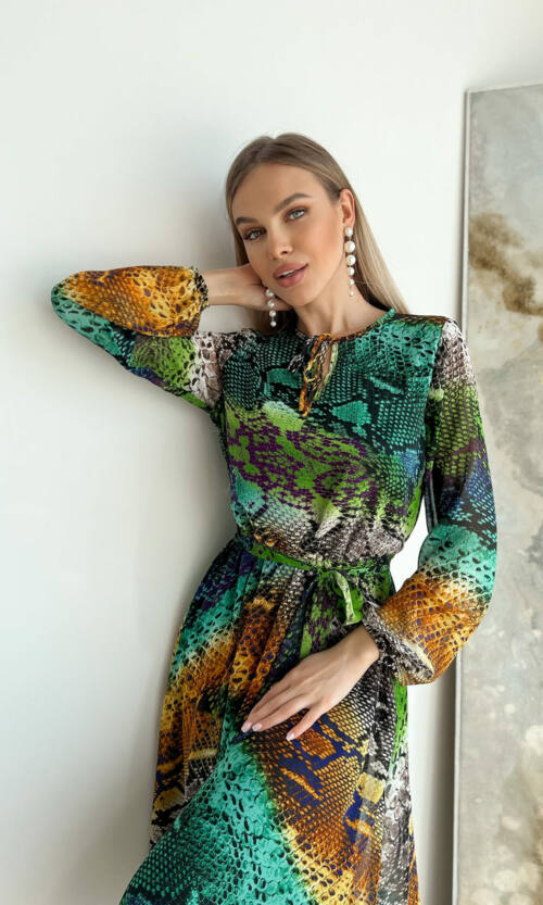 Повсякденна Сукня Шифон Принт 22015 Жовта