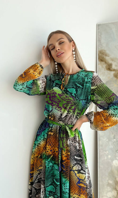 Повсякденна Сукня Шифон Принт 22015 Жовта