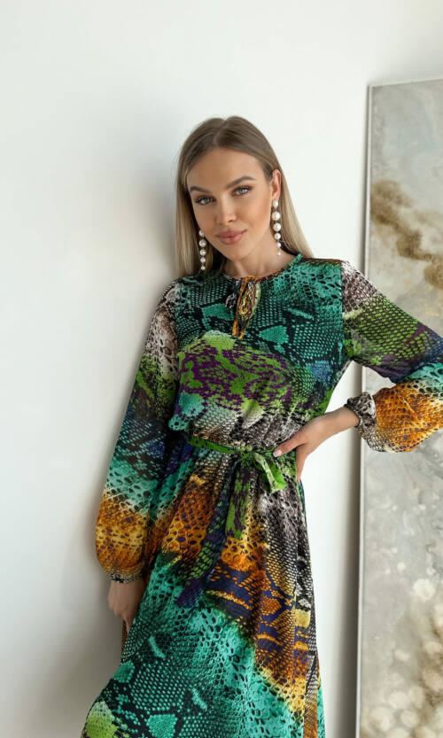 Повсякденна Сукня Шифон Принт 22015 Жовта